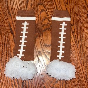 Football baby leg warmers with ruffle bottom